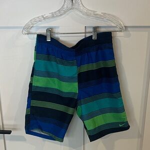 Nike Blue and Green Striped Shorts
